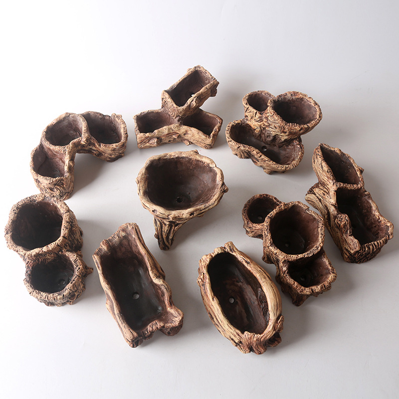 Maceta para Suculentas con Diseño de Raíz de Árbol en Cemento - Para Micro Paisajes, al por Mayor