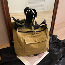 帆布包复古时尚通勤大容量斜挎包日系流行学生百搭休闲布包单肩包