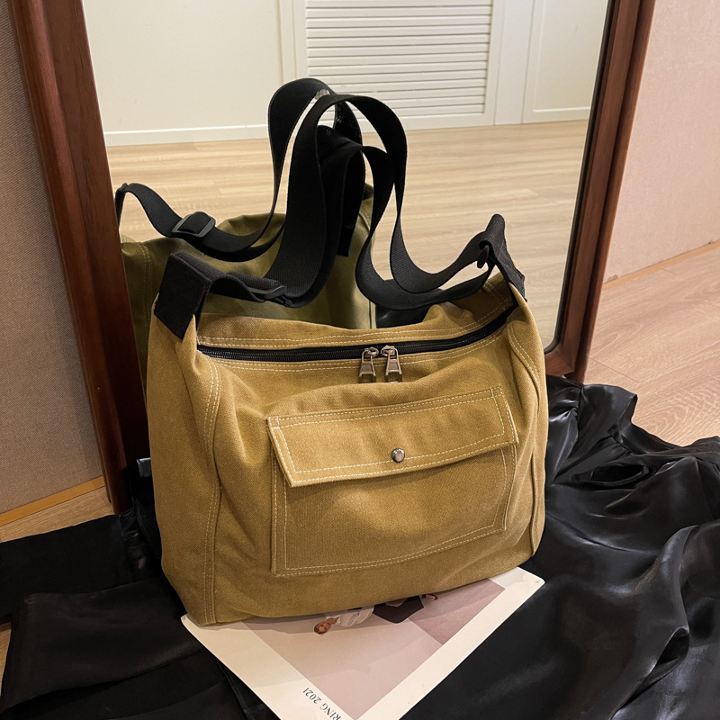 帆布包复古时尚通勤大容量斜挎包日系流行学生百搭休闲布包单肩包