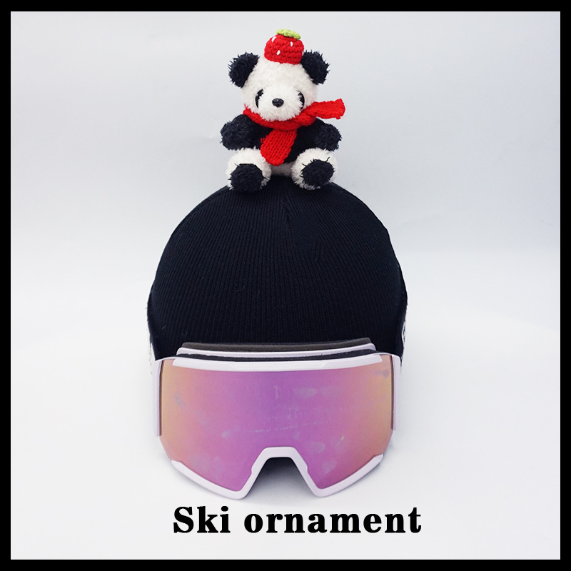 Strawberry Hat, Red Scarf, Panda Ski Helmet Cover, Handmade Decorative Cold-Proof Pullover Hat, Single Board and Double Board Accessories