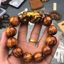 热销款 金丝海柳手串2.0貔貅树脂工艺黑珊瑚男款女士文玩佛珠批发