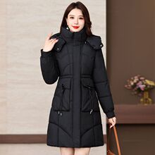 棉袄冬季女中长款韩版牛角扣中年妈妈棉服加厚2024年新款棉衣外套