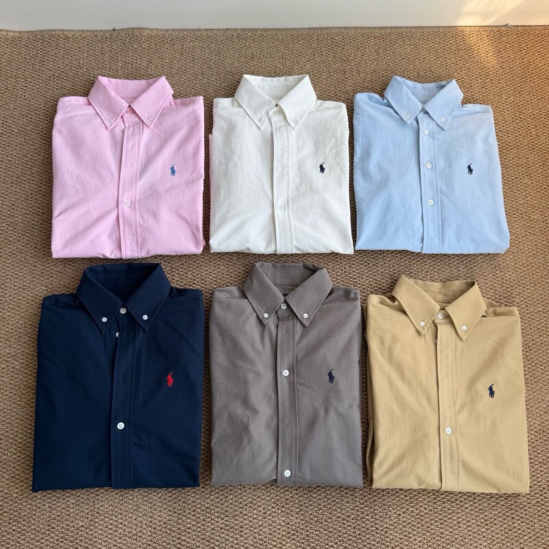 Original Label with Qr Code, Rl Ralph Lauren Classic Oxford Cloth Polo Shirt with Pony Embroidery