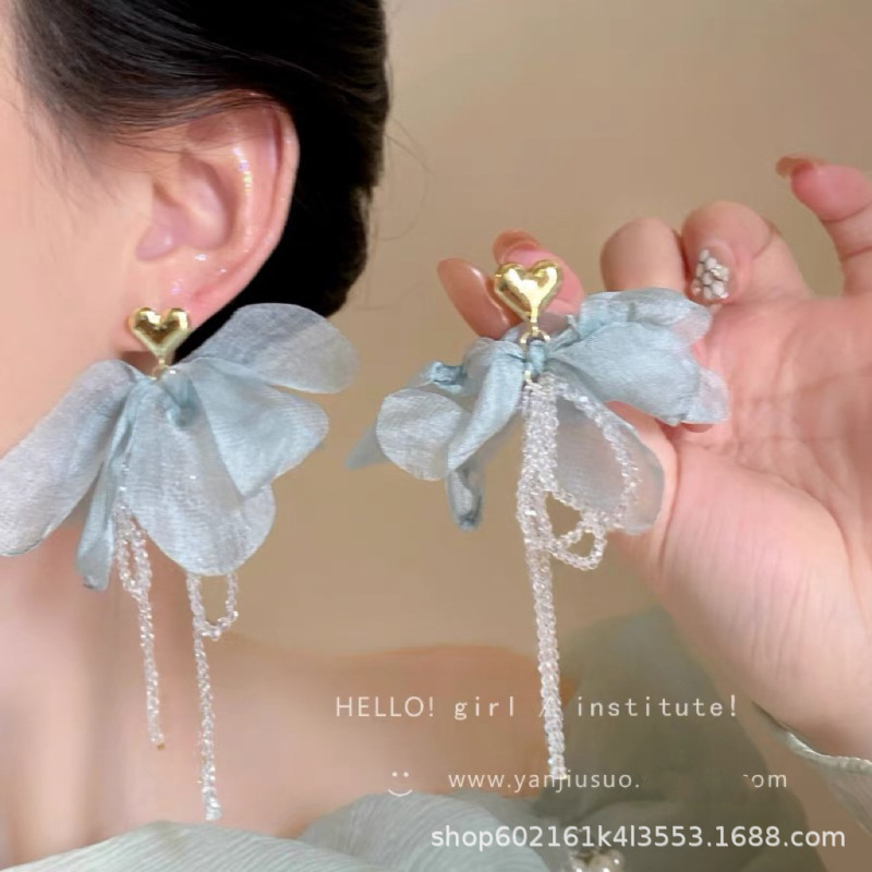 绿色海岛串珠花朵耳钉女2025新款海边度假风耳环夸张配饰耳饰|undefined