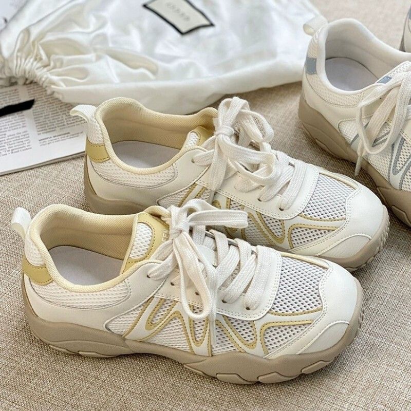 Women's Thin Mesh Breathable Training Shoes 2025 Summer New Thick-Soled Sports Casual Soft-Soled Running Shoes Trend