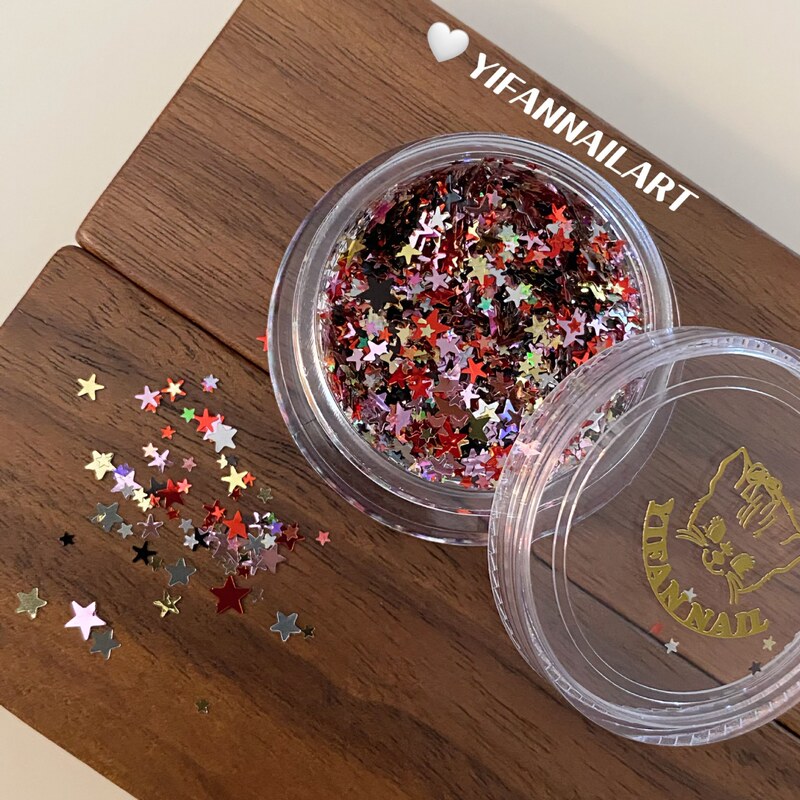 Xiaohongshu Popular Nail Art Decoration Materials Mixed Glitter Stars Sequins Wearable Nails DIY Nail Decorations Wholesale