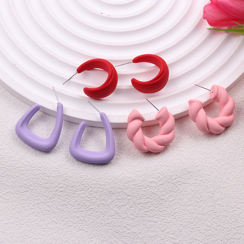 1 Pair Simple Style Classic Style Geometric Spray Paint Arylic Ear Studs display picture 3