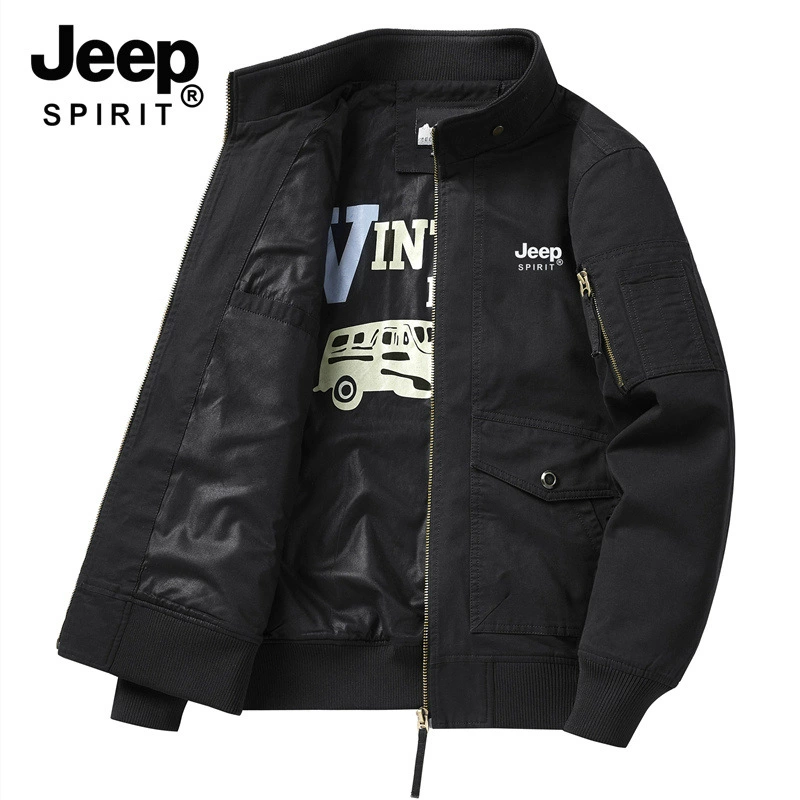 Oversized Autumn Jacket (Men) full-zip, stand collar, multiple pockets