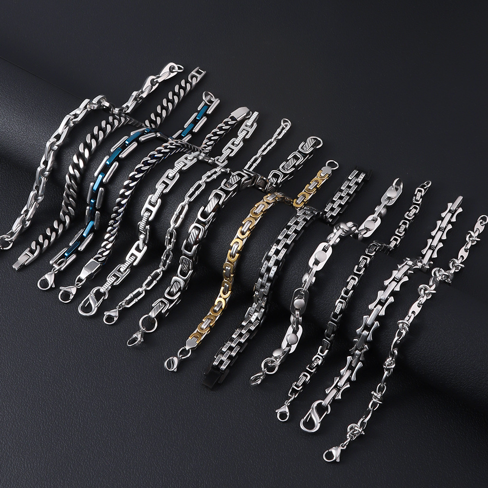15g Weight Bracelets Classification 201 Stainless Steel Chain Material 1 Piece Quantity Daily Occasion 201 Stainless Steel Material Geometric Pattern All Seasons Season Men's Gender Plating Design Hip-Hop Style Hip-Hop Geometric 201 Stainless Steel Plating Men's Bracelets Men's Chain Bracelets