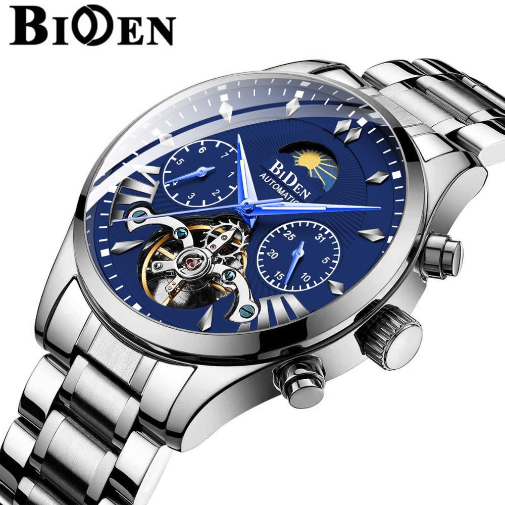 Biden Men's Mechanical Watch Multifunctional Sun Moon Star Luminous_voghion.com