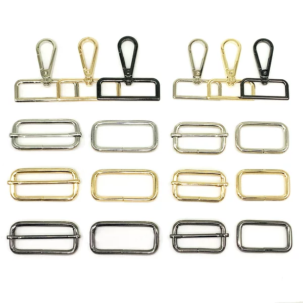 in stock 1.5-2 inch hook buckle luggage accessories iron wire square buckle shoulder strap hook fixed strap telescopic adjustment pull core