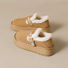 威威女郎 679-1厚底雪地靴女秋冬季勃肯鞋加绒加厚保暖棉鞋毛毛鞋