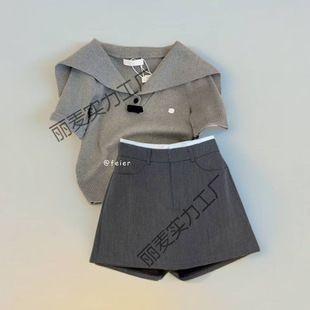 Summer Style for Small People, Lazy New Korean Style Short Shirt Top, High Waist Culottes Two-Piece Set