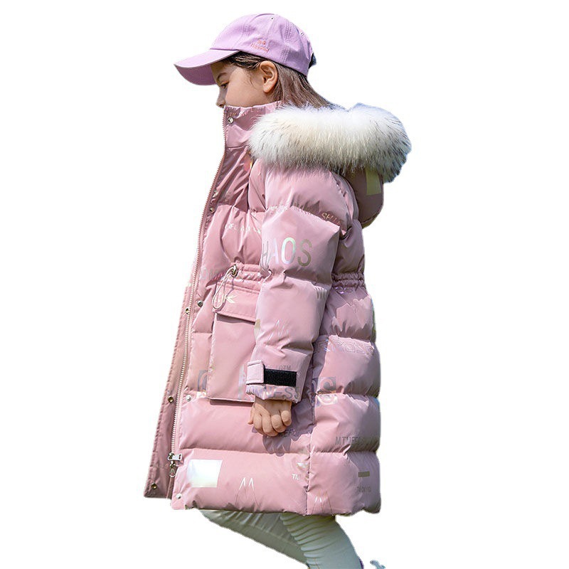 Nuovo stile giacca imbottita in cotone per ragazze giacca invernale con cappuccio per bambini celebrità di Internet giacca imbottita in cotone invernale per bambini di media lunghezza_voghion.com
