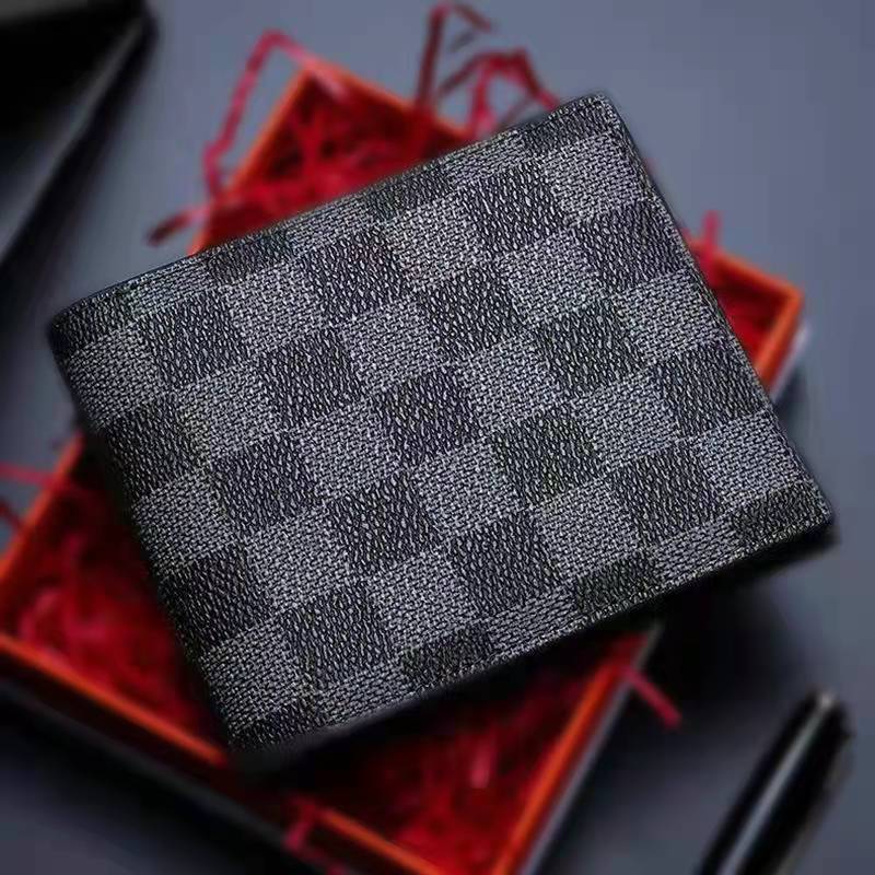 New Men's Wallet Plaid Men's Wallet Short Wallet Simple Fashion Brand Men's Wallet