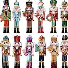 跨境新品圣诞节24件套木质胡桃夹子木偶装饰挂件节日派对装饰品