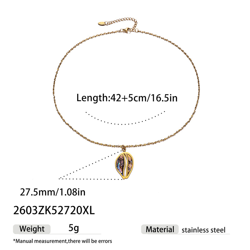 Tina Europa y los Estados Unidos simple collar de colgante de concha de viento no se desvanece 18K oro abulón colgante de concha de collar accesorios al por mayor para mujeres