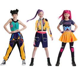 跨境欧美新款女孩恶魔猎人流行歌手万圣节服装装扮舞台套装服装