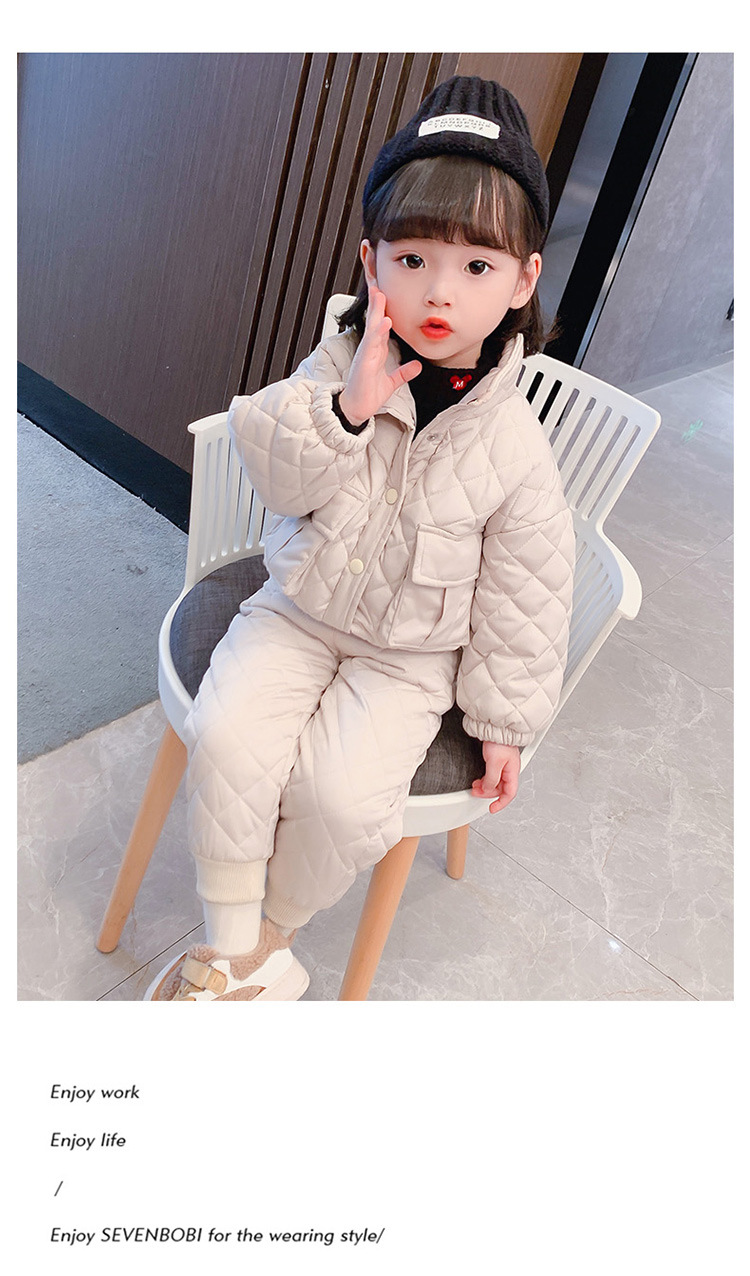 Girls' casual set for primary and secondary school children's winter insulation cotton jacket_voghion.com