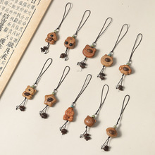 老桃木咖啡豆小熊配饰diy文玩饰品斧头小狗手机链包挂吊坠钥匙扣