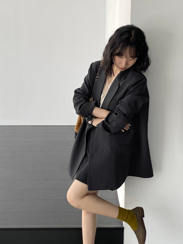 江左高级感灰色老爹气质女式西装外套女2025秋季长袖韩系西服1608|undefined