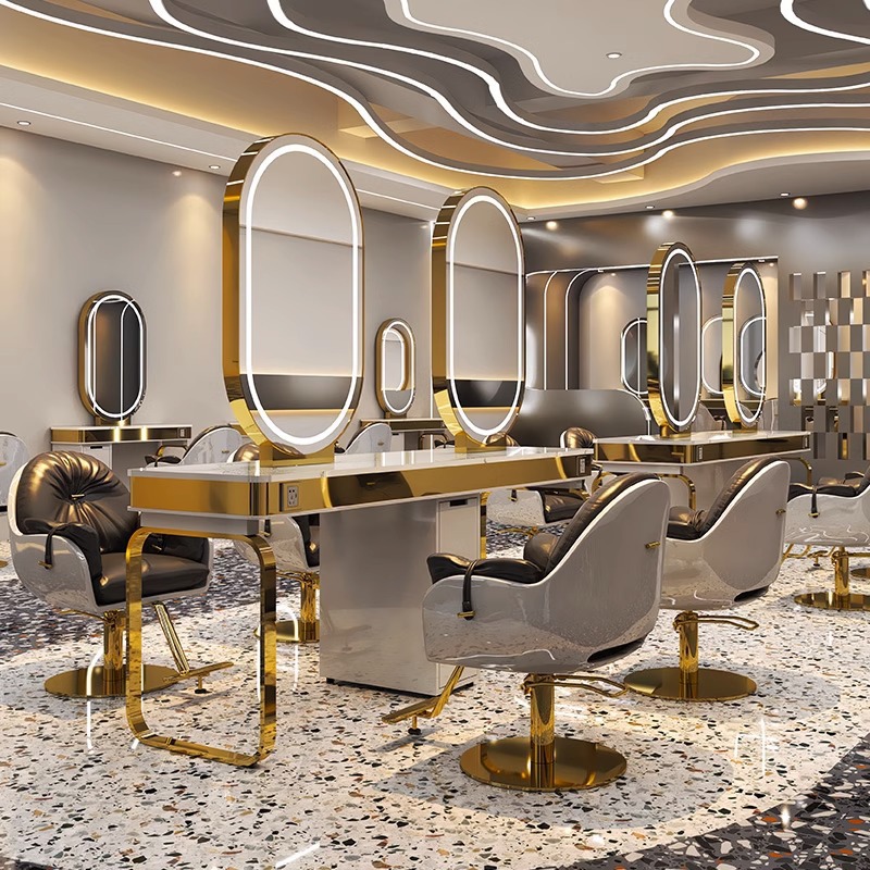 Espejo de barbería en línea, espejo de cabello único, espejo de salón de cabello especial, espejo de piso de doble cara, fábrica de moda