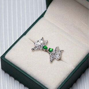 Exquisite Jade Jade Earrings Natural Dangerous Material Earrings Silver Inset Dangerous Material Jade Butterfly Gift Matching