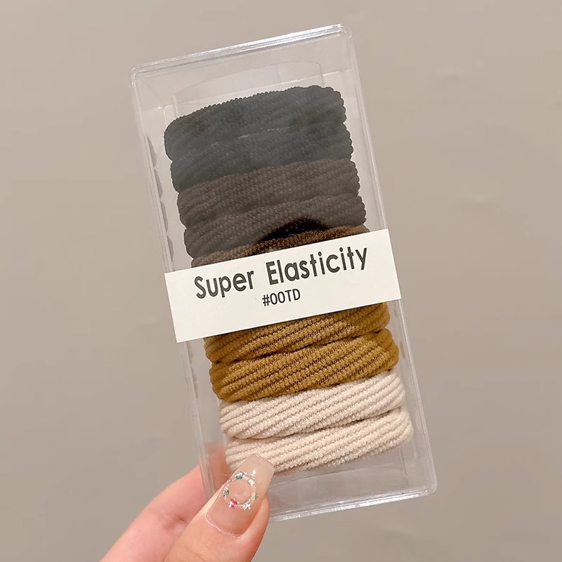 Temperamento de alta elasticidad duradero sin costura correa de cabello de mujer anillo de cabello simple de cabello de cola de caballo cubierta de cuero