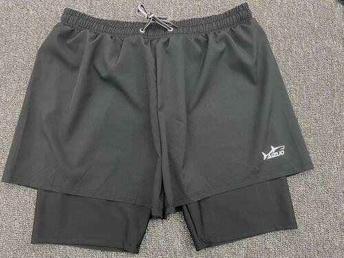 Fashionable men's double-layer anti-embarrassment solid color in-store quick-drying swimming trunks comfortable sports short swimming trunks for men