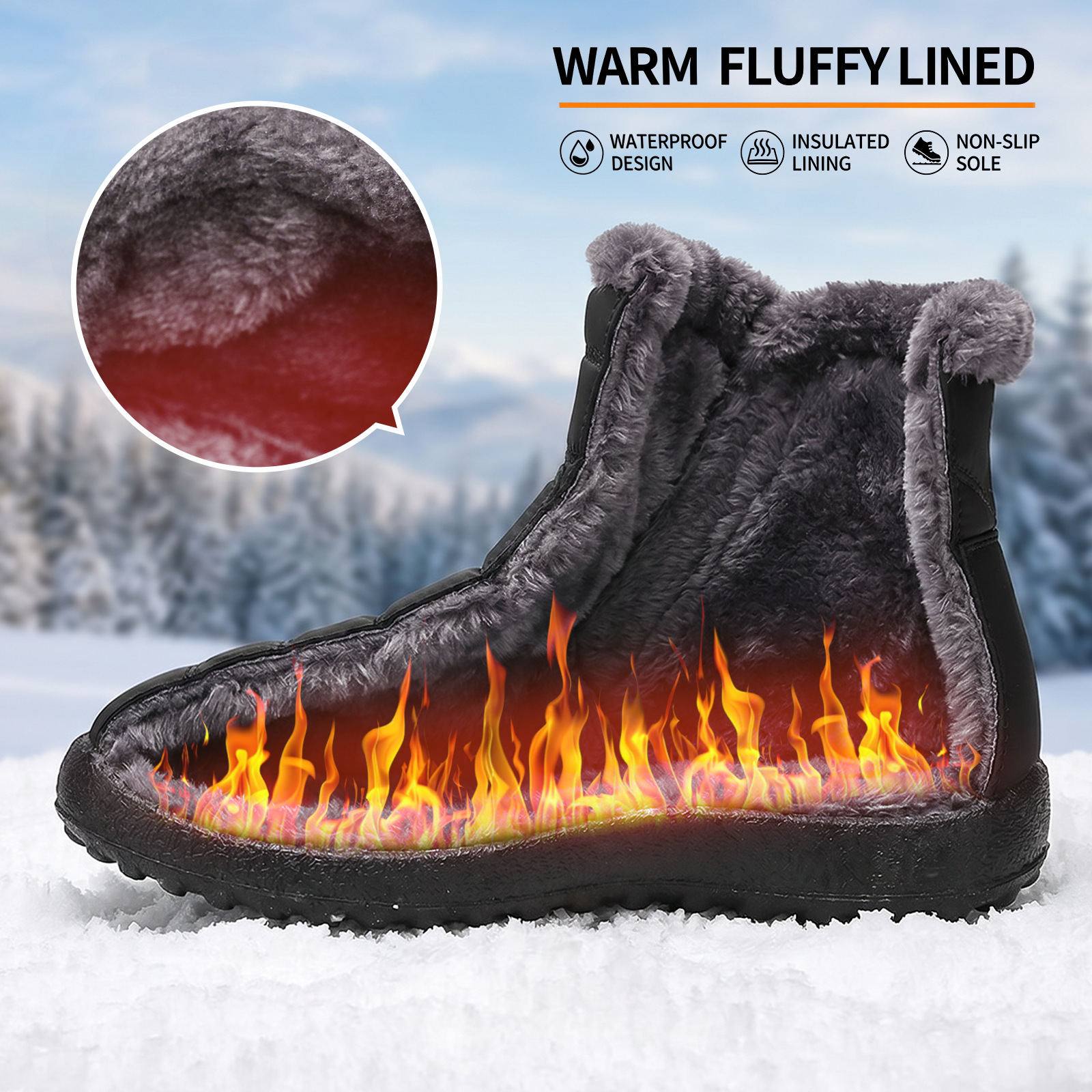 Zapatos de algodón para mujer invierno nuevo estilo de comercio exterior botas de algodón de tubo largo de poliuretano cálidos zapatos de alta calidad para ancianos pareja botas de nieve de gran tamaño