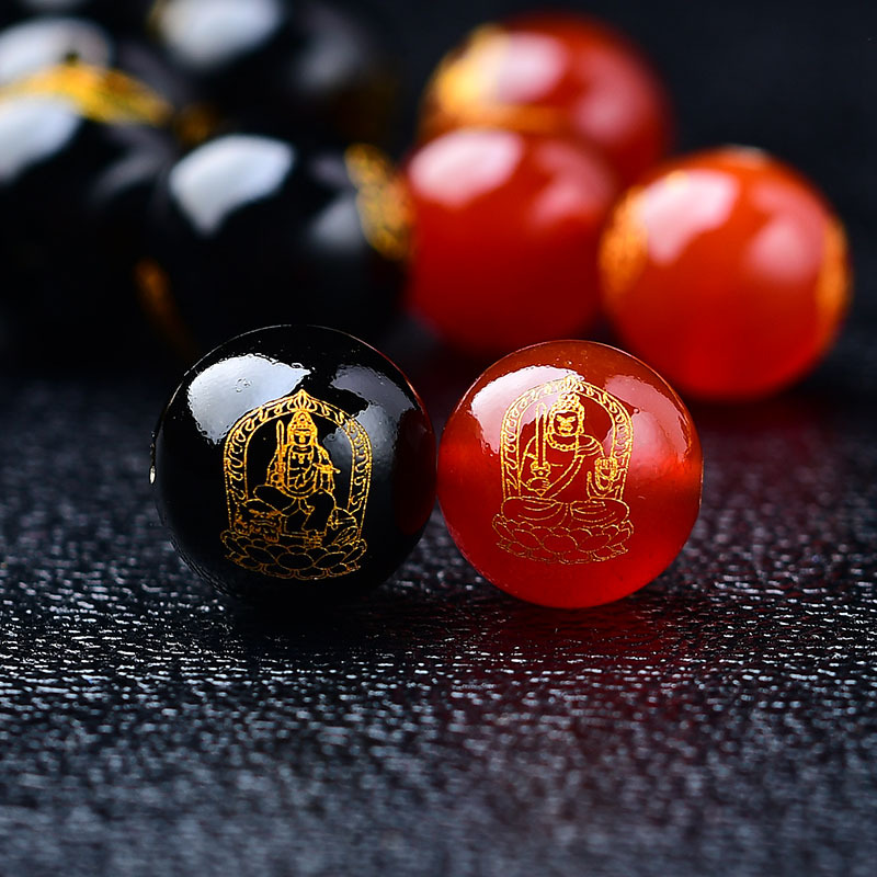 양면 빨간색과 검은 색 AGATE ZODIAC ZODIAC EIGHT PATRON DEITY SANZHU BENMINGFO 액세서리 XIANGYUN SANSKRIT