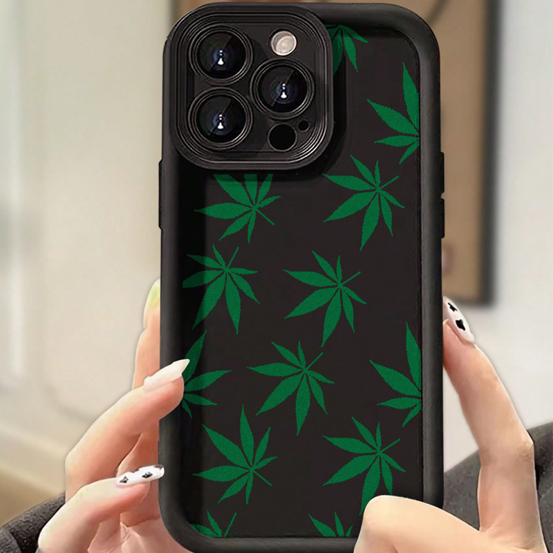 Green Leaves Suitable for Apple 16/15/14/13/12Promax High Bamboo Ladder Mobile Phone Case Iphone11 Soft