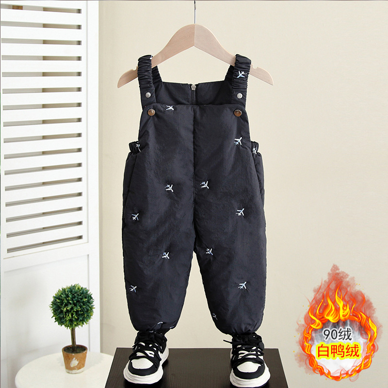 6907 babero para niños modelos de otoño e invierno nuevos pantalones de bebé para niños ropa de invierno pantalones de algodón engrosados para niños