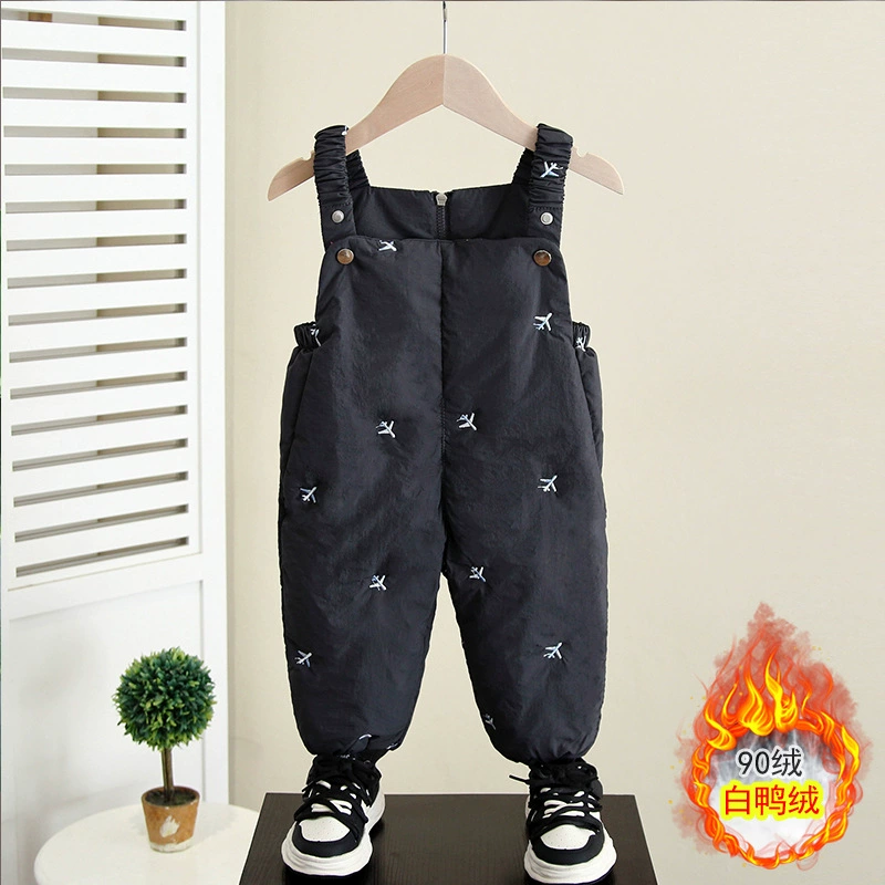 6907 нагрудные брюки для мальчиков осень-зима новые детские брюки зима толстые пуховые хлопчатобумажные брюки для мальчиков