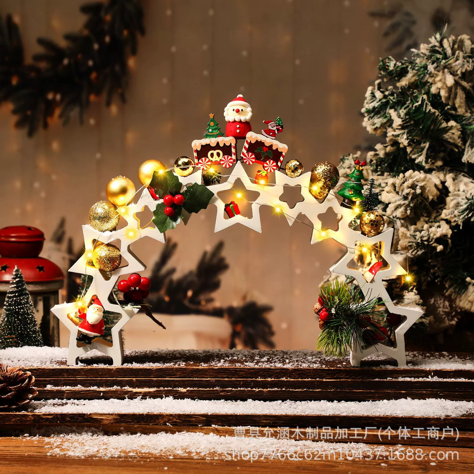 Трансграничный деревянный пятиконечный звездный арочный мост Рождественские игрушки украшения дома деревянные ремесла звезды украшения