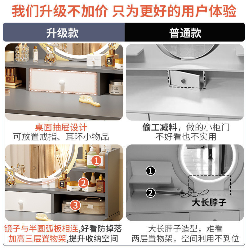 Dormitorio de tocador moderno simple pequeña mesa de maquillaje espejo pequeño gabinete de maquillaje rojo neto dormitorio principal chica mesa de maquillaje