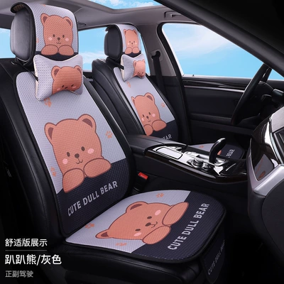 3D Fabric Full Cover – Seat cushion, seat cover - papa-beargray-2-seats-2-backrests-2-pop-ups-2-neck-pillows