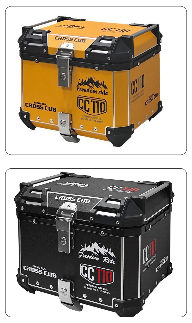 Factory Direct Supply Motorcycle Quick Release Aluminum Alloy Tail Box Trunk 45L/55L/65L Electric Vehicle Storage Box
