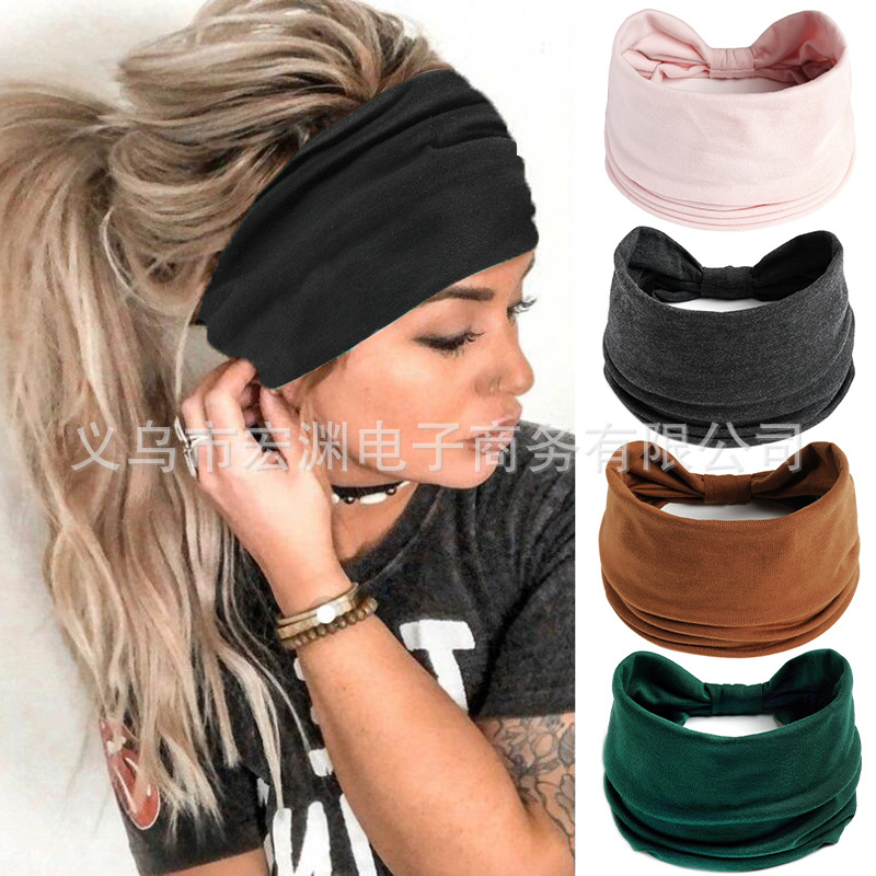 Yoga europeo y americano lavar la cara correa de cabello para mujeres cubrir el borde amplio turbante de cabello blanco protector de cabello transpirable frente cubierta banda de cabello absorción de sudor