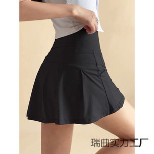 2025 New Girls Yoga Sports Skirt Summer Running High Waist Slimming Look Butt Lift Double Layer Anti-Exposure Tennis Dance