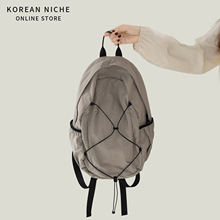 韩版小众设计大容量上学通勤双肩包女新款抽绳轻便百搭背包女双肩