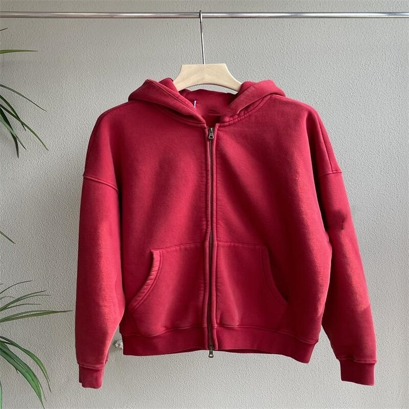 24SS invierno velvet brazalete chaqueta otoño invierno más vello nuevo chaqueta deportiva con cremallera encapuchada