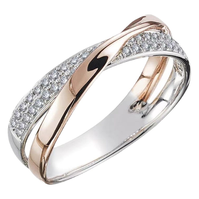 Yingqi's Popular Best-Selling Diamond Cross Multi-Color Full Diamond Ring, European and American Fashion Happiness Ring Wholesale