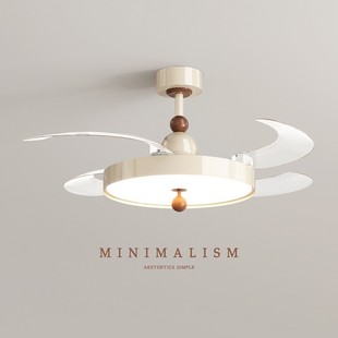 [Daiye] Vintage Fan Lamp, French Cream Style Bedroom Ceiling Fan Lamp, Silent, Full Spectrum, Modern Minimalist Master Bedroom