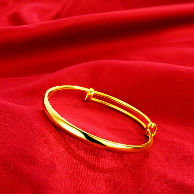 越南沙金金店同款結婚光面手鐲仿金24K女款手環推拉婚慶光身鐲子