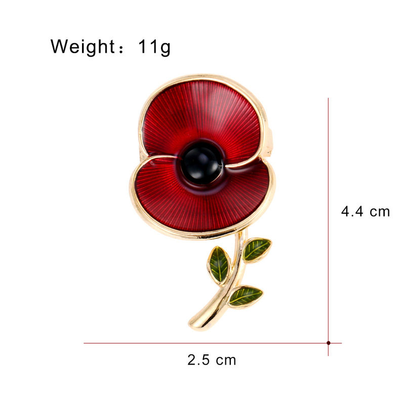 英国纪念罂粟花胸针 新品花朵滴油别针 英国国殇纪念胸花徽章|undefined