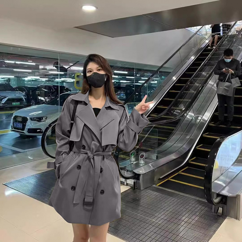 风衣外套女2025春秋新款小个子韩系中长款高级感女大衣chic英伦风|undefined