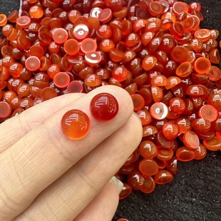 [Red Agate Ring Surface] Natural Carnelian Round Flat Bottom Gemstone Jewelry DIY Handicraft Accessories Loose Stone