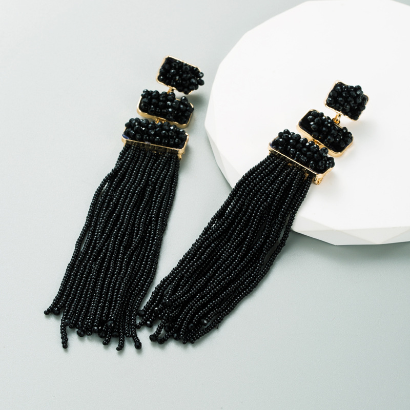 Ethnic Style Tassel Alloy Beaded Tassel Women's Drop Earrings 1 Pair display picture 3