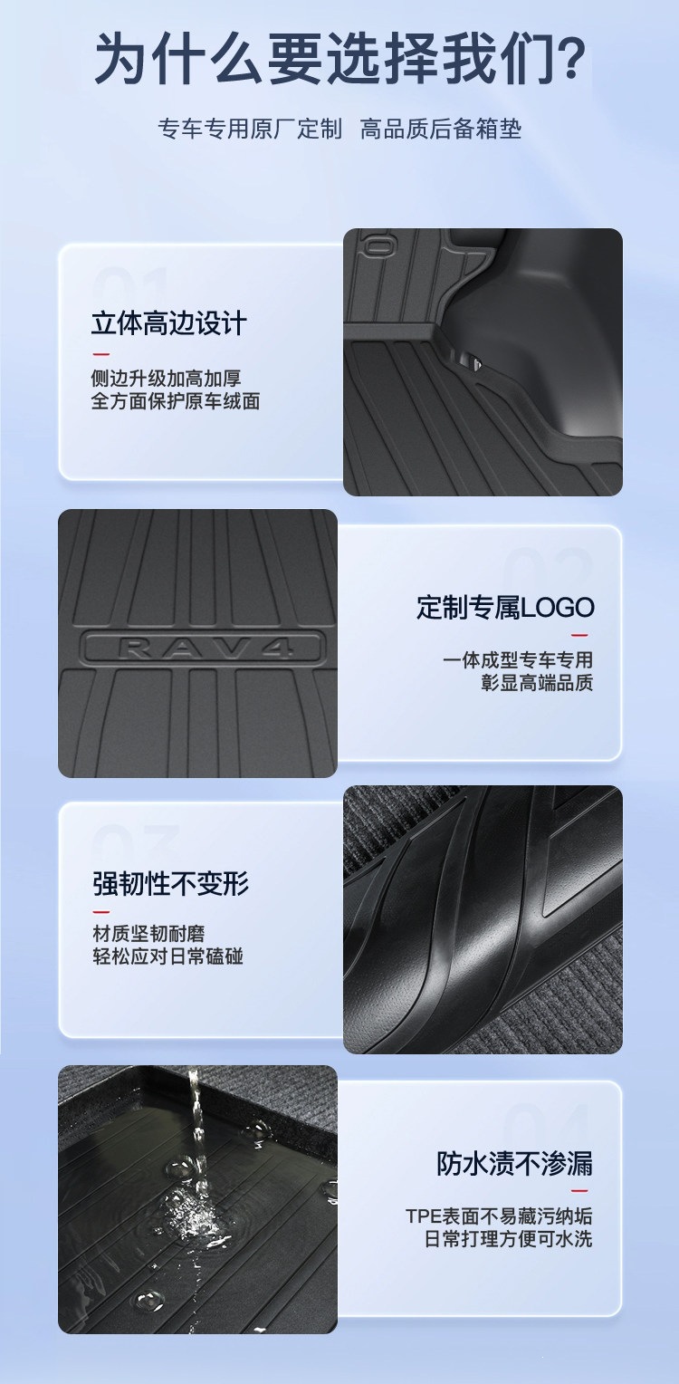Suitable for 26 models of Toyota RAV4, special trunk mat, tail box mat, 23 car RV4 accessories 2024
